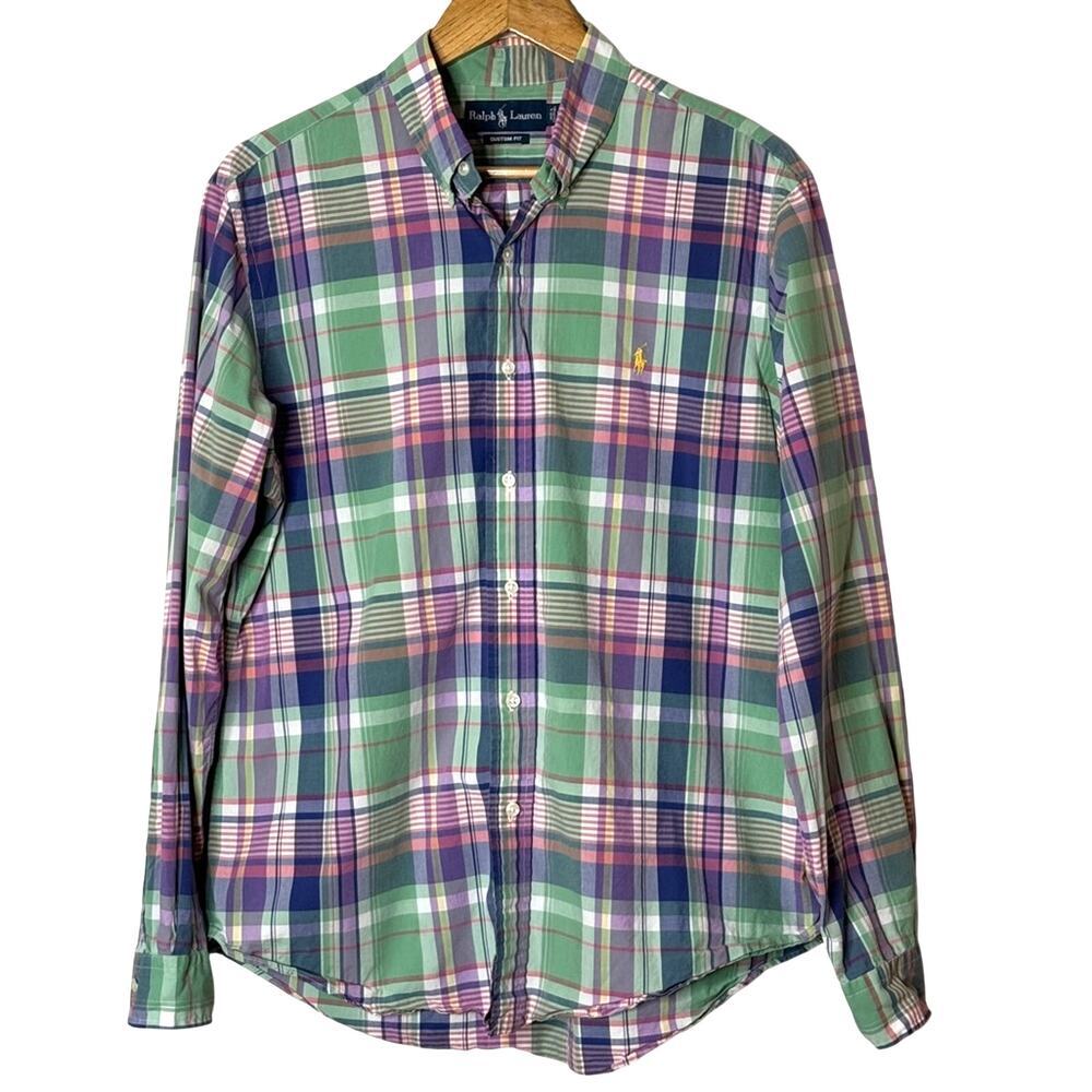 Ralph Lauren Men’s Shirt Button Down Long Sleeve Pastel Spring Plaid Size L